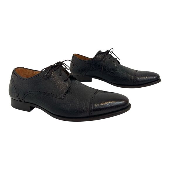 Mezlan Size 9.5 Capri 6309 Dark Brown Genuine Wild Boarskin Cap-Toe Oxford Shoes - Picture 1 of 9